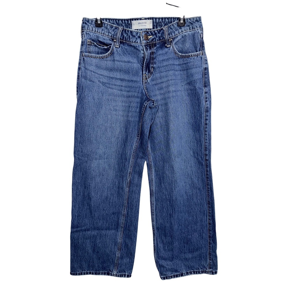 Hollister Low-Rise Baggy Jeans Medium Wash Blue Wide Leg Denim Womens 8R